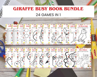 24 Juegos imprimibles del paquete Giraffe Busy Book – Descarga instantánea del paquete del juego
