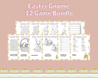 12 juegos imprimibles del paquete de juegos Easter Gnome - Descarga instantánea del paquete de juegos