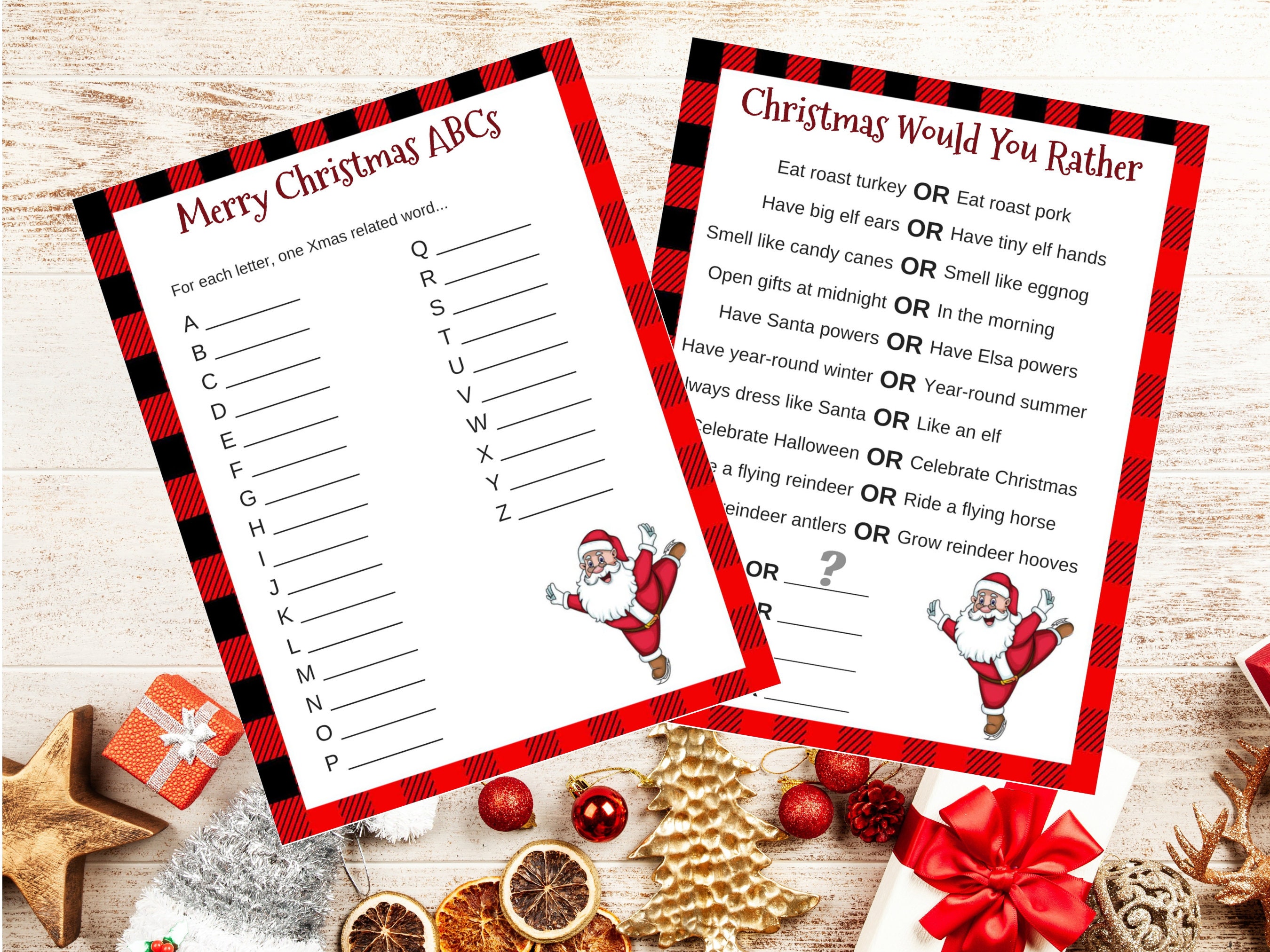 Santa Christmas Games Bundle, Printable Alphabet Banner (PDF Download ...