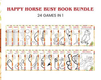24 juegos imprimibles del paquete Happy Horse Busy Book – Descarga instantánea del paquete del juego