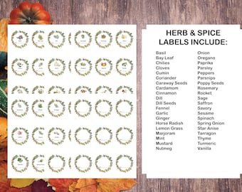 Etiquetas para hierbas y especias – Organizador de despensa imprimible (Descarga instantánea)