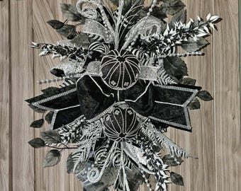 handmade black and white wreath