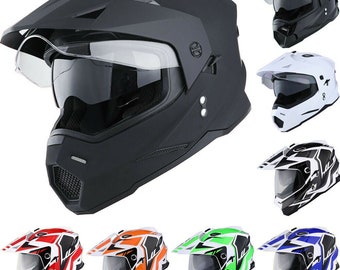 1Storm Dual Sport Motorcycle Motocross Off Road Full Face Close Out Helmet Dual Visor: HF802CLS