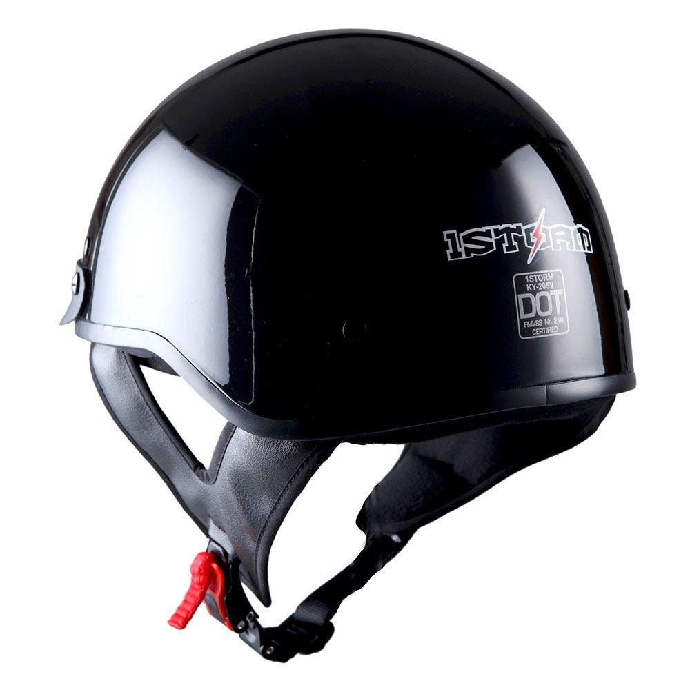 1Storm Motorcycle Half Face Helmet Mopeds Scooter Pilot With Retractable Inner Smoked Visor Hky205v White Skull