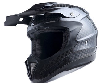 Genuine Real Carbon Fiber 1Storm Motocross Helmet Off Road ATV Dirt Bike MX BMX Black: HGXP15