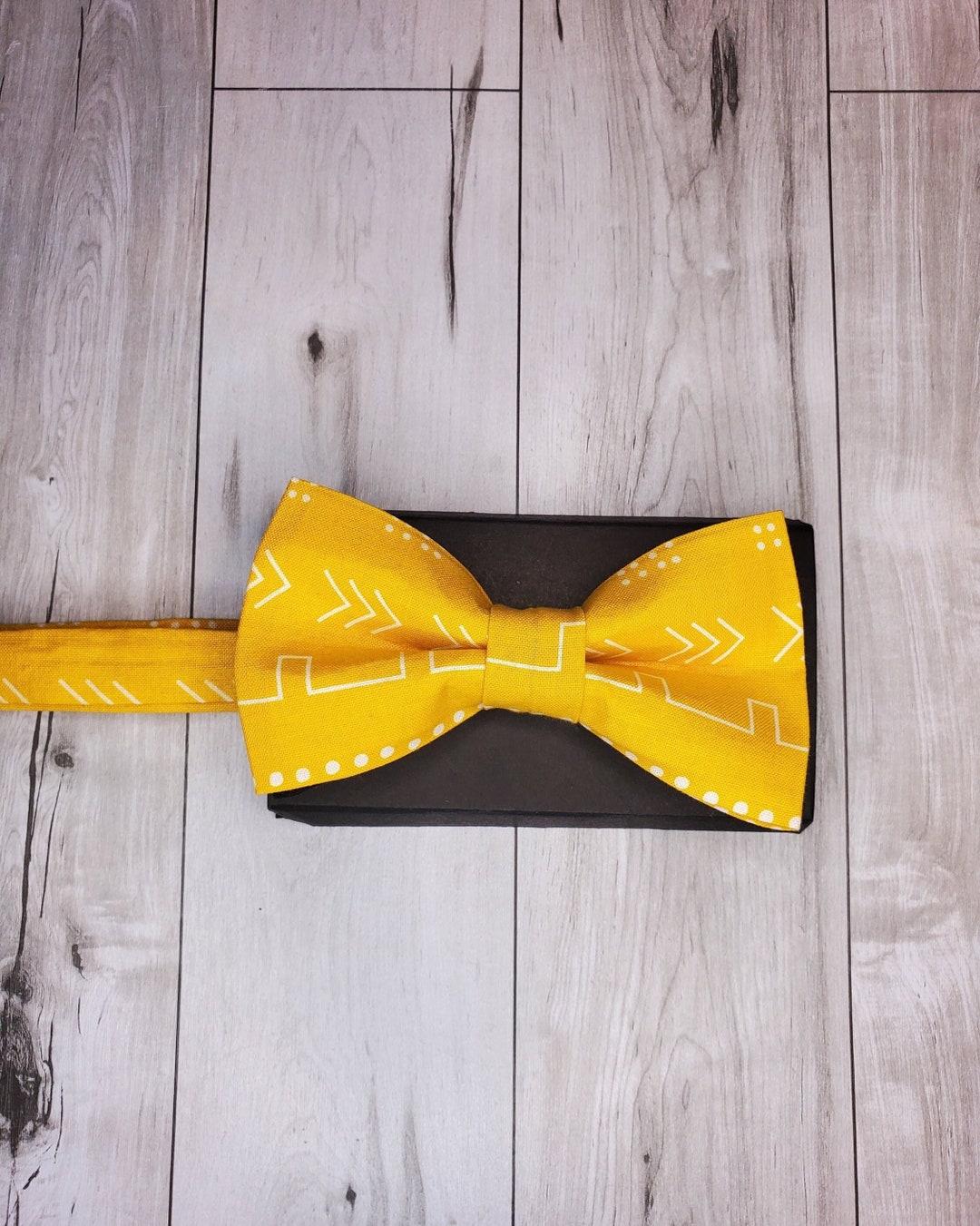 Yellow Patterned Bow Tie - Etsy