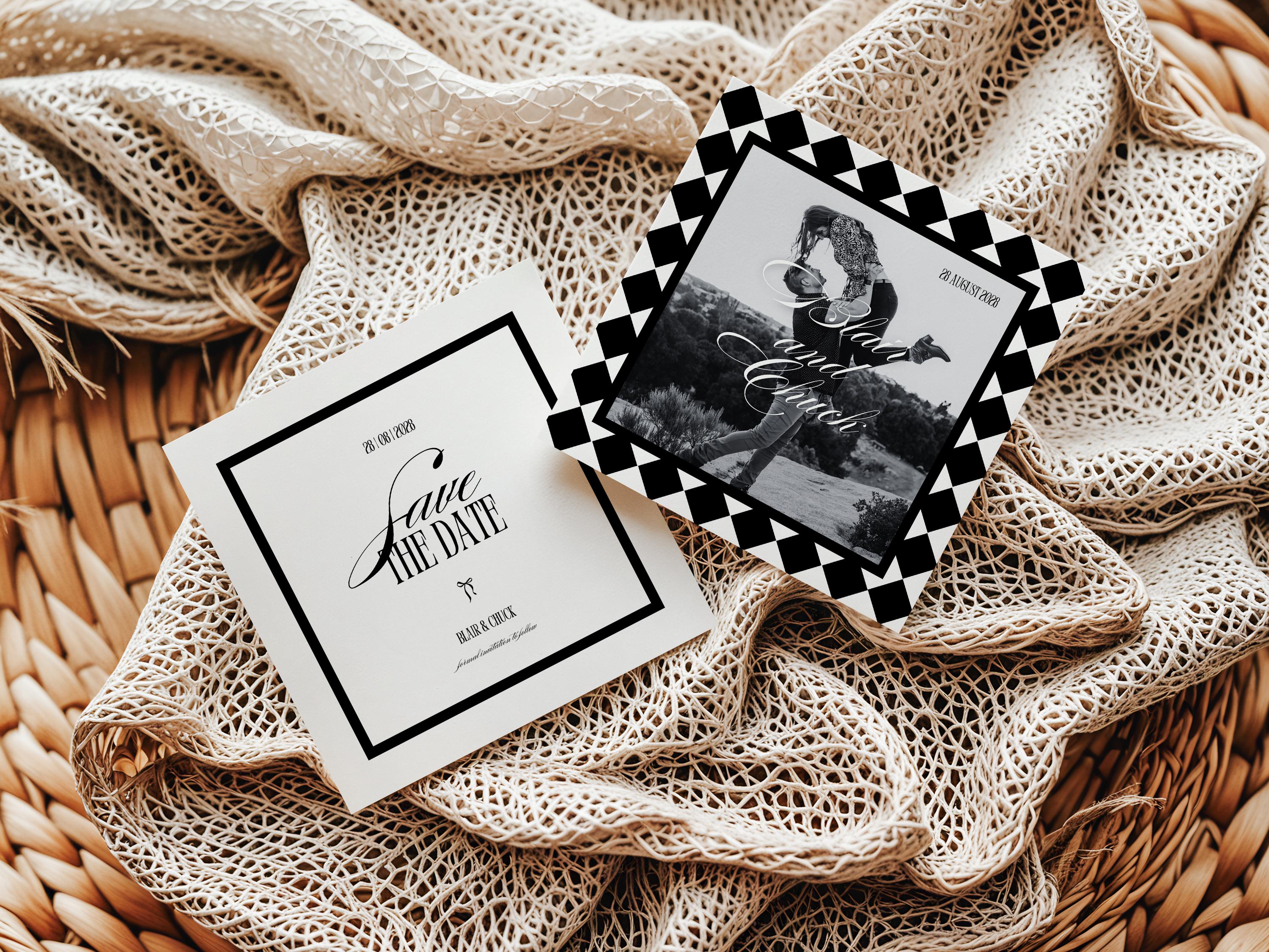 Coquette Bow Save The Date: vintage klassieker met moderne twist (digitale sjabloon)