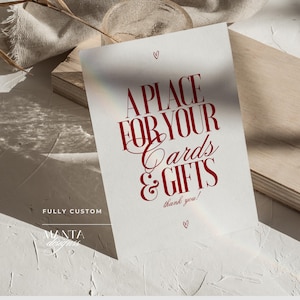 Tarjetas y regalos, letreros de dinero antiguo, letreros de boda, decoración elegante para bodas, letreros de boda rojos, modernos - Descarga digital de plantillas de Canva