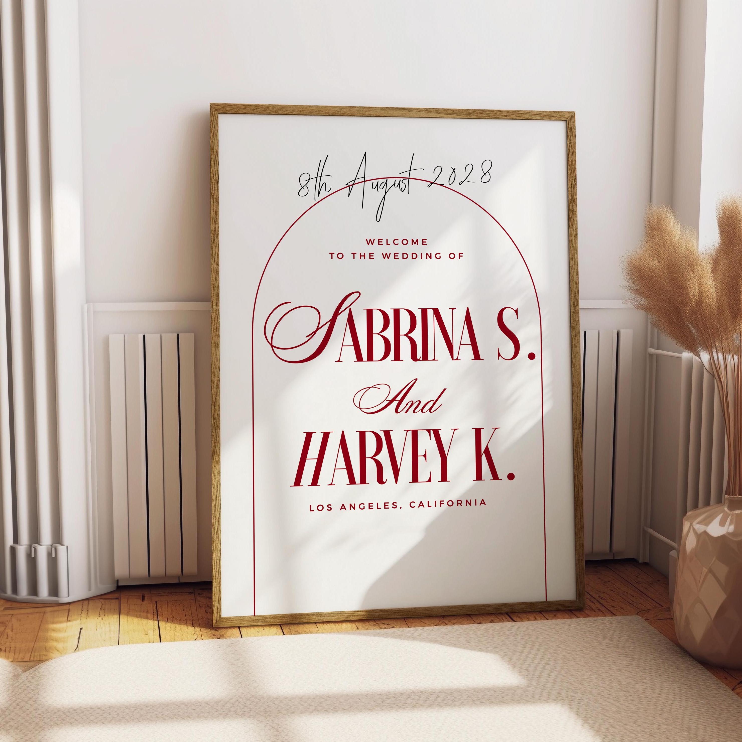 Ruby Red Wedding Welcome Sign Template: Elegant Script (digital ...