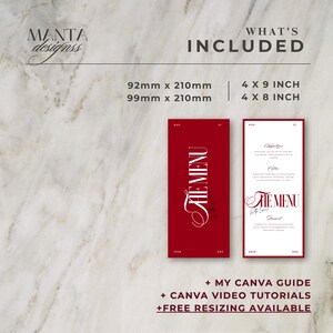 Elegant Red Wedding Menu Card: Modern Script Vintage Style Modern ...