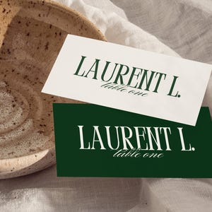 Dunkelgrüne Platzkarten im Vintage-Stil Platzkarten / Platzkarten für Hochzeiten Platzkarten Namensschilder Retro skurrile minimalistische Ästhetik - Lauren
