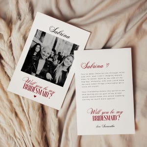 Cartes personnalisées Serez-vous ma demoiselle d'honneur Modèle élégant de carte de proposition de demoiselle d'honneur Carte de proposition de mariage avec photo - Sabrina