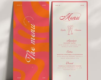 Retro Wedding Menu Template: Colorful Abstract Design (Canva)
