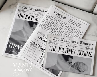 Wedding Newspaper Program Template: Customizable Ceremony Itinerary (Digital Download)