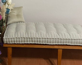 Linen Bench Cushion | French Style Floor Pillow, Reading Nook