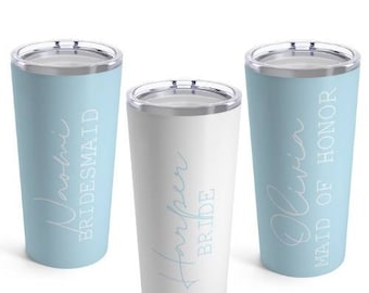 Personalized Robbins Egg Blue Bridal Party Tumblers. Custom Bride/ Bridesmaid / Maid of Honor gift. 10oz & 20oz Sublimated tumbler cup.