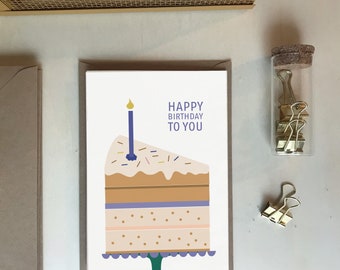 Gâteau de joyeux anniversaire, carte pliante avec enveloppe