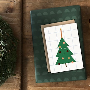 Albero di Natale Buon Natale, albero di Natale felice, cartolina con busta