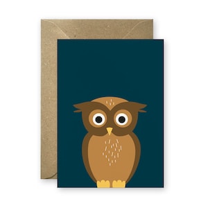 Gufo, animali del bosco, cartolina con busta