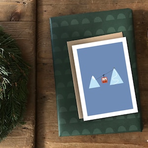 Seilbahn, Skifahren, Snowboarden, Winterbahn, Postkarte mit Kuvert