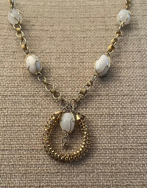 Vintage gold and marble necklace