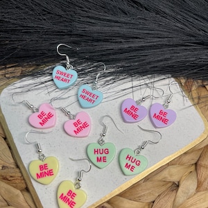 Adorable & Fun Candy Heart Earrings Valentines Day Earrings