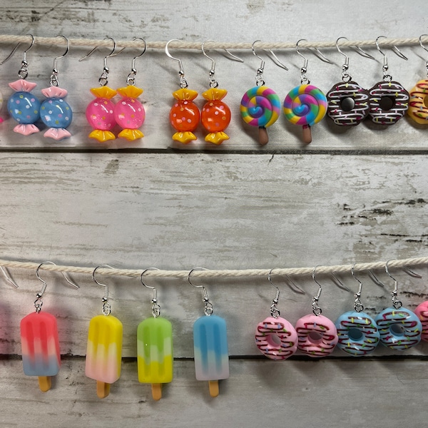 Adorable & Fun Sweet Treat Earrings Donut Earrings Lollipop Earrings Sucker Earrings Popsicles Earrings