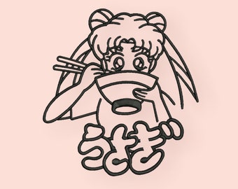 Stickdatei Sailor Moon Ramen - Embroidery File for Download - Embroidery Patch