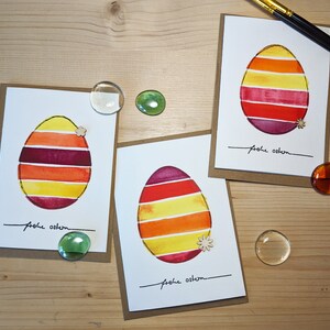 Aquarell-Osterkarte "Gelb-Rotes Ei", handgemalt