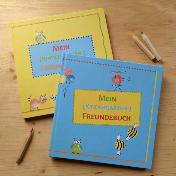 Kindergarten - Freundebuch, für 25 Freunde und 8 Erzieher*innen, 21 x 21 cm