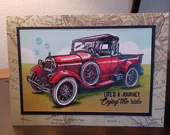 Antieke vrachtwagen verjaardagskaart