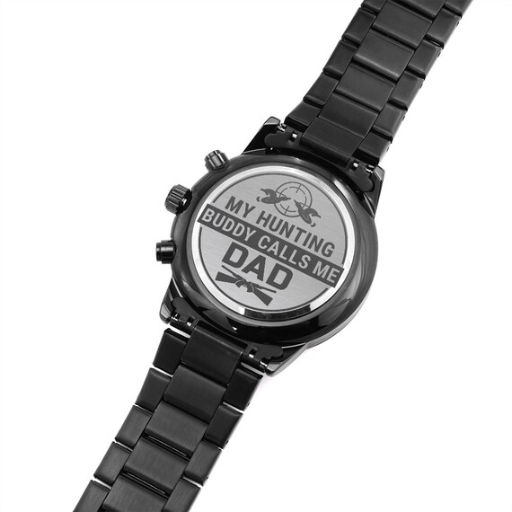 Engraved Design Black Chronograph Watch Father's Day Gift Etsy