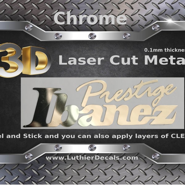 Ibanez Prestige Guitar Decal Headstock Restoration 3D Laser Cut Metal Decal M10b