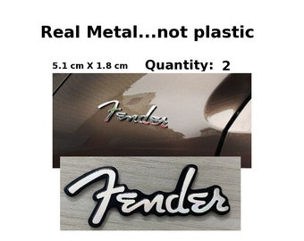 Fender Guitar Case Factory Real Metal Decal Headstock Waterslide Logo Peel and Stick M135-2