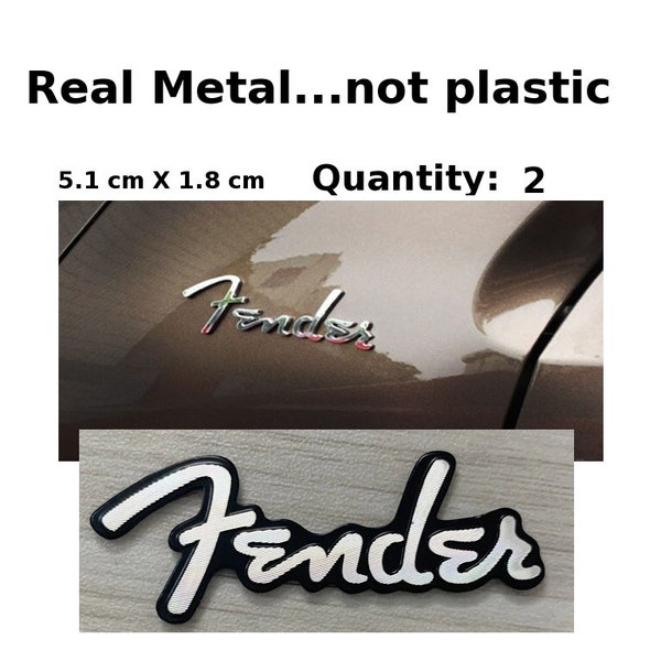 Fender Guitar Case Factory Real Metal Decal Headstock Waterslide Logo Peel and Stick M135-2