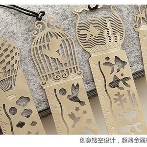 Bookmark Metal Laser Cut Stainless Steel Ruler Measuring Children Adult ...