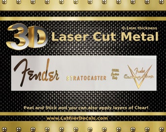 Compatible with Fender Stratocaster Guitar Decal Gold Metal Headstock Restoration Decal M22b