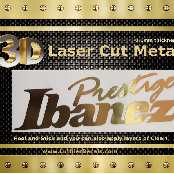 Ibanez Prestige Guitar Decal Headstock Restoration 3D Laser Cut Metal Decal M29b