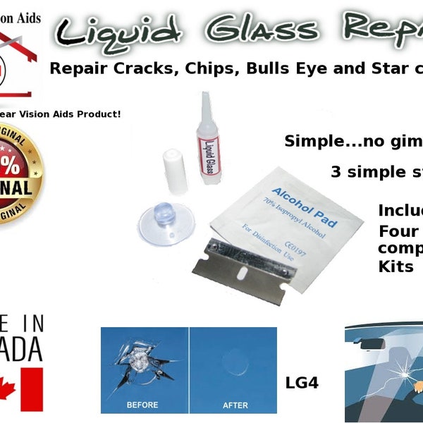 Liquid Glass Car Windshield Repair For Cracks and Chips and Bulls eye cracks  LG4