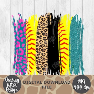 Softball Pink & Teal Brush Stroke | PNG SUBLIMATION DOWNLOAD