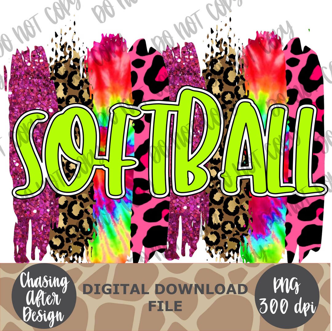 Softball Brush Stroke PNG SUBLIMATION DOWNLOAD Etsy