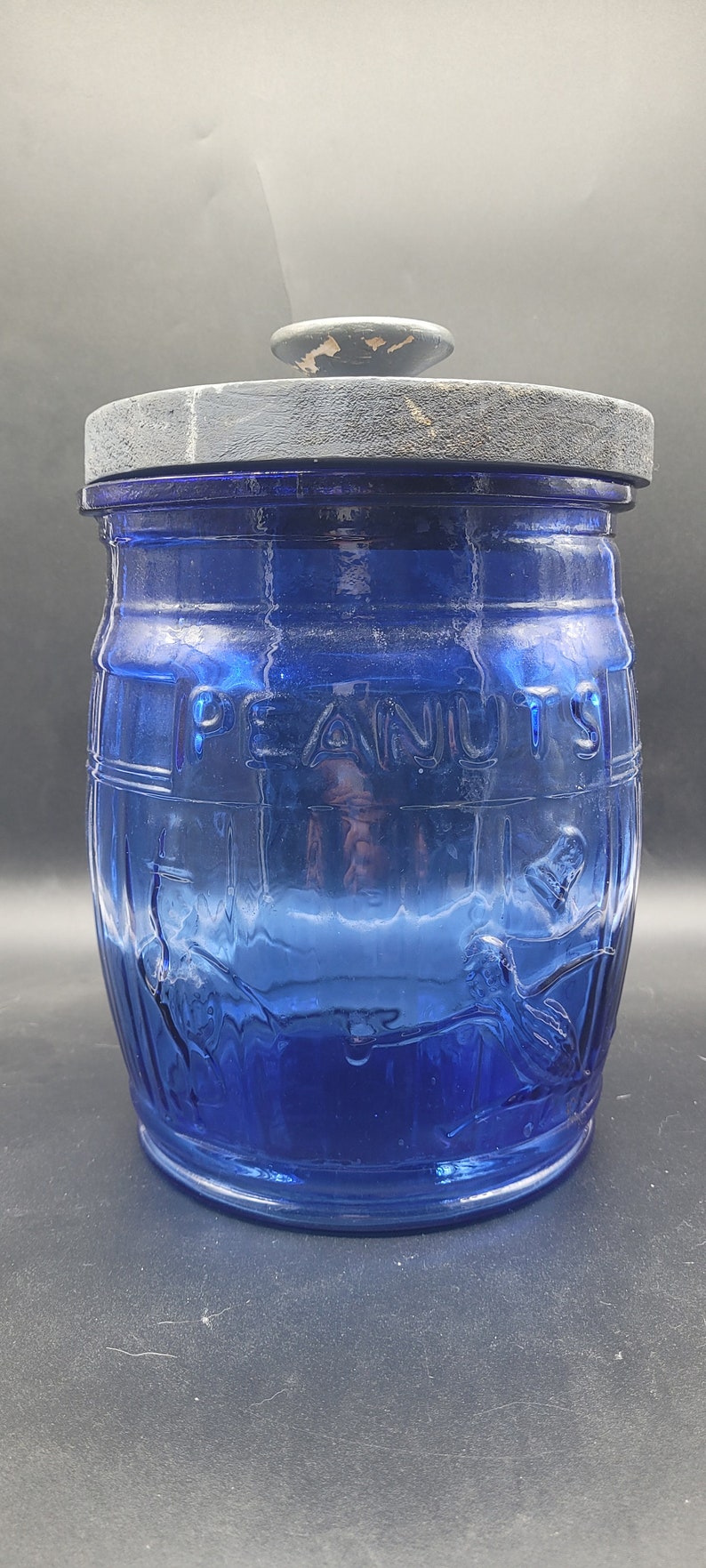 Vintage 1980s Cobalt Planters Peanuts Jar With Running Mr. Peanut Etsy