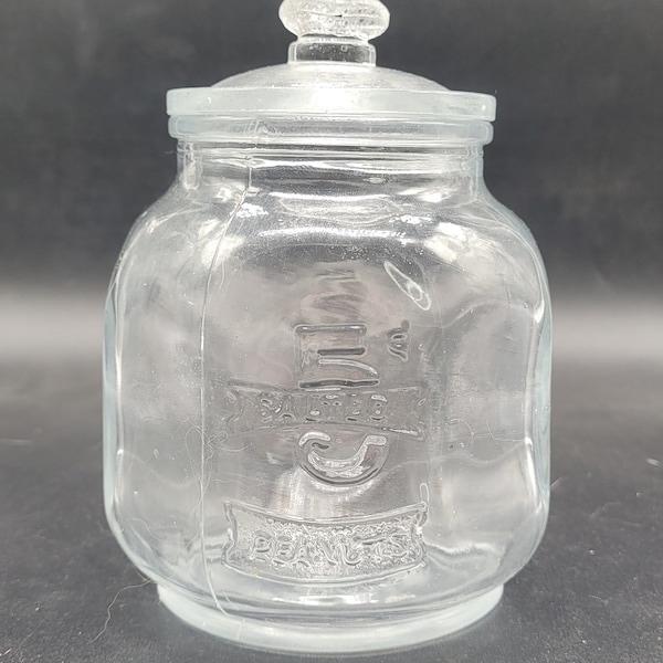 Vintage Clear 5c Salted Peanuts Jar with Lid - Possibly Planters