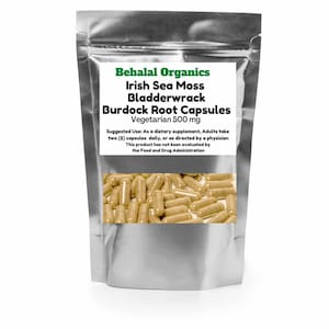 Irish Sea Moss | Bladderwrack | Burdock Root Capsules | Dr Sebi | 100 Quick Release Capsules