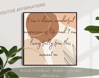 Benutzerdefinierte Affirmation Wandkunst | 5er-Set | Affirmation Wandkunst | Affirmation Wandkunst Set | Digitaler Download | Affirmation Wanddeko