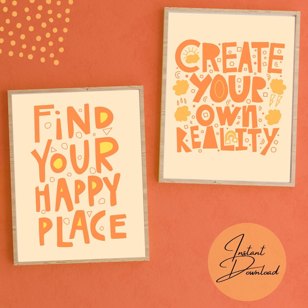 Positive Wall Art Set of 2 Motivational Art Digital Download Positive