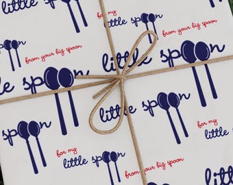 Little Spoon Wrapping Paper, Funny Couple Gift Wrap, Cute Gift for Boyfriend or Girlfriend, Romantic Relationship Gift Wrap