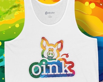 Funny Pride Tank Top, Oink With Pride Tank, Rainbow Pig LGBTQ Shirt, Pride Festival Outfit, Cute Queer Gift