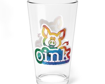 Personalized Oink With Pride Pint Glass with Rainbow Pig Design
