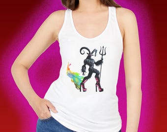 Pride Nightlife Racerback Tank, Pride Demon Festival Top, LGBTQ Workout Shirt, Rainbow Pride Outfit, Alternative Fashion
